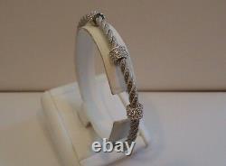 925 STERLING SILVER ROPE DESIGN BRACELET With ACCENTS/ ITALIAN MADE / 7'' DIAMETER