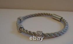 925 STERLING SILVER ROPE DESIGN BRACELET With ACCENTS/ ITALIAN MADE / 7'' DIAMETER