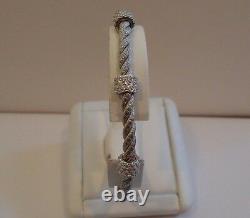 925 STERLING SILVER ROPE DESIGN BRACELET With ACCENTS/ ITALIAN MADE / 7'' DIAMETER