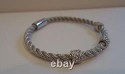 925 STERLING SILVER ROPE DESIGN BRACELET With ACCENTS/ ITALIAN MADE / 7'' DIAMETER