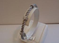 925 STERLING SILVER ROPE DESIGN BRACELET With ACCENTS/ ITALIAN MADE / 7'' DIAMETER