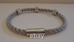 925 STERLING SILVER ROPE DESIGN BRACELET With ACCENTS/ ITALIAN MADE / 7'' DIAMETER