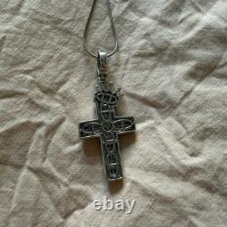 925 Silver Crown Cross Pendant With Mossanite Made In Italy 925 Chain $575