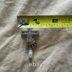 925 Silver Crown Cross Pendant With Mossanite Made In Italy 925 Chain $575