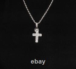 925 Silver Crown Cross Pendant With Mossanite Made In Italy 925 Chain $575