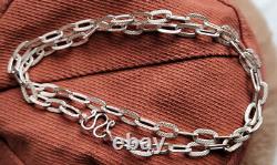 925 Solid Sterling Silver Custom-made Textured 26g Men's Necklace. Real Silver