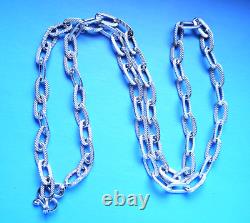 925 Solid Sterling Silver Custom-made Textured 26g Men's Necklace. Real Silver