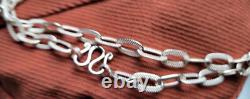 925 Solid Sterling Silver Custom-made Textured 26g Men's Necklace. Real Silver