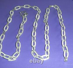 925 Solid Sterling Silver Custom-made Textured 26g Men's Necklace. Real Silver