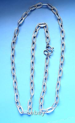 925 Solid Sterling Silver Custom-made Textured 26g Men's Necklace. Real Silver