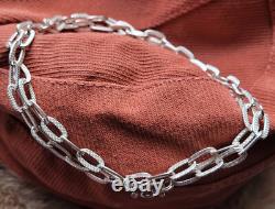 925 Solid Sterling Silver Custom-made Textured 26g Men's Necklace. Real Silver
