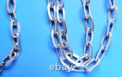 925 Solid Sterling Silver Custom-made Textured 26g Men's Necklace. Real Silver