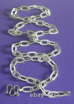925 Solid Sterling Silver Custom-made Textured 26g Men's Necklace. Real Silver