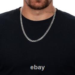 925 Solid Sterling Silver Flat Cuban Curb Chain Necklace 7mm Made In Italy