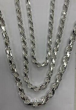 925 Solid Sterling Silver Handmade Rope Chain/Necklace Men's 7, 8 & 9mm 20-30