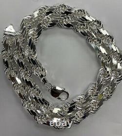 925 Solid Sterling Silver Handmade Rope Chain/Necklace Men's 7, 8 & 9mm 20-30