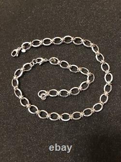 925 Sterling Oval X Necklace / Bracelet Set Made In Italy