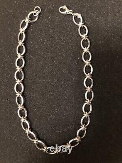 925 Sterling Oval X Necklace / Bracelet Set Made In Italy