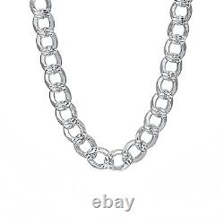 925 Sterling Silver 10.50mm Flat Diamond-Cut Cuban Curb Necklace Made In Italy