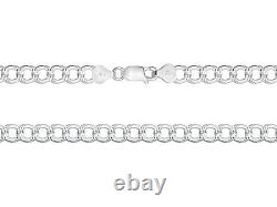 925 Sterling Silver 10.50mm Flat Diamond-Cut Cuban Curb Necklace Made In Italy