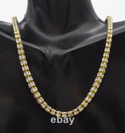 925 Sterling Silver 14K Yellow Gold Plated Ice Chain Made In Italy 4mm All Sizes