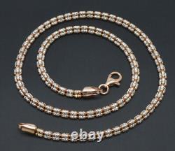 925 Sterling Silver 14k Rose Gold Rope Ice Chain Necklace Made In Italy 16''-24