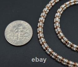 925 Sterling Silver 14k Rose Gold Rope Ice Chain Necklace Made In Italy 16''-24