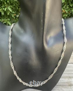 925 Sterling Silver 16 Twisted Chain Link Necklace Made in Italy