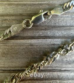 925 Sterling Silver 16 Twisted Chain Link Necklace Made in Italy