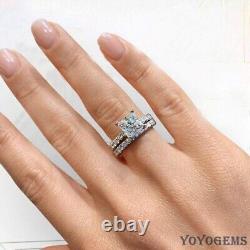 925 Sterling Silver 2.50 CT Princess Cut Moissanite Bridal Engagement Ring Set