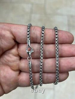 925 Sterling Silver 3.3mm Italian Round Box Chain Necklace Italian Made