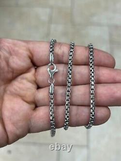 925 Sterling Silver 3.3mm Italian Round Box Chain Necklace Italian Made