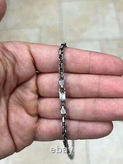 925 Sterling Silver 3.5Mmm Oxidized Anchor Link Cable Chain, Made In Italy, New