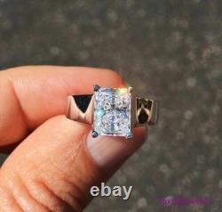 925 Sterling Silver 3CT Radiant Cut Lab Created Diamond Ring Wedding Solitaire