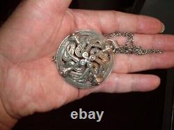 925 Sterling Silver 4 SNAKE HEAD PENDANT MADE IN FINLAND Chain Necklace ESTATE