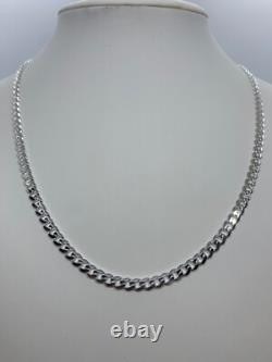 925 Sterling Silver 4mm Cuban Link Chain Necklace Men'sWomen's 16-36 made Italy