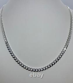 925 Sterling Silver 4mm Cuban Link Chain Necklace Men'sWomen's 16-36 made Italy