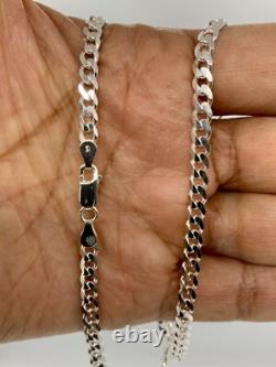 925 Sterling Silver 4mm Cuban Link Chain Necklace Men'sWomen's 16-36 made Italy