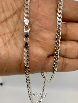 925 Sterling Silver 4mm Cuban Link Chain Necklace Men'sWomen's 16-36 made Italy