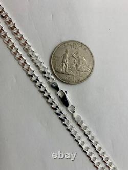 925 Sterling Silver 4mm Cuban Link Chain Necklace Men'sWomen's 16-36 made Italy