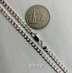 925 Sterling Silver 4mm Cuban Link Chain Necklace Men'sWomen's 16-36 made Italy