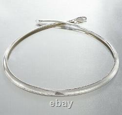 925 Sterling Silver 6MM Round Omega Wire Necklace Made In Italy All Lengths
