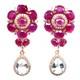 925 Sterling Silver 6x8 MM. White Topaz, Ruby & Zircon Made in Thailand Earrings