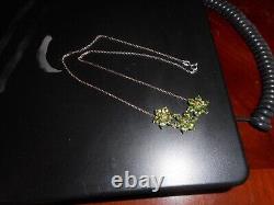 925 Sterling Silver & 7.41 ct. Peridot Flower Necklace 6Grams Made in Italy