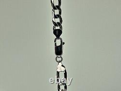 925 Sterling Silver 7.5MM Figaro Link Chain Necklace Made in Italy