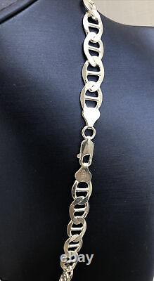 925 Sterling Silver 7.5MM Mariner Chain Necklace Made in Italy