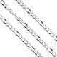 925 Sterling Silver 7.5mm Wide Figaro Chain Necklace Made In Italy
