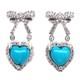 925 Sterling Silver 7 x 7 MM. Blue Turquoise & Zircon Made in Thailand Earrings