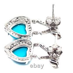 925 Sterling Silver 7 x 7 MM. Blue Turquoise & Zircon Made in Thailand Earrings