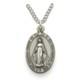 925 Sterling Silver Antiqued Miraculous Medal Mary Pendant Necklace Made In USA